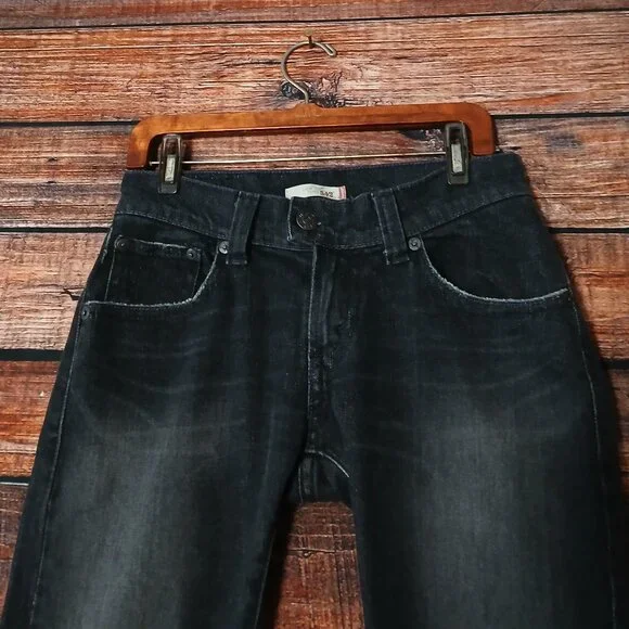 Levis 542 Vintage Jeans 6 Low Rise Flare Washed Black Denim Stretch '06 - Picture 4 of 9